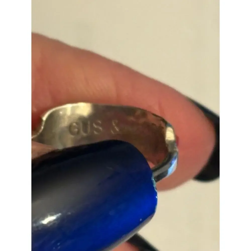 Vintage Zuni Signed Gus & Lorie Panteah Sterling Silver Inlay Ring Size 5.25